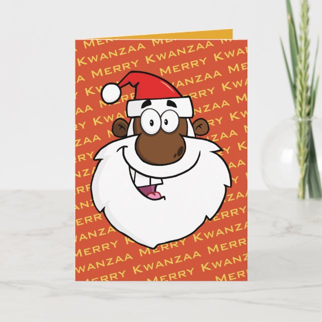 African American Santa Christmas Kwanzaa Greetings Holiday Card (Front)