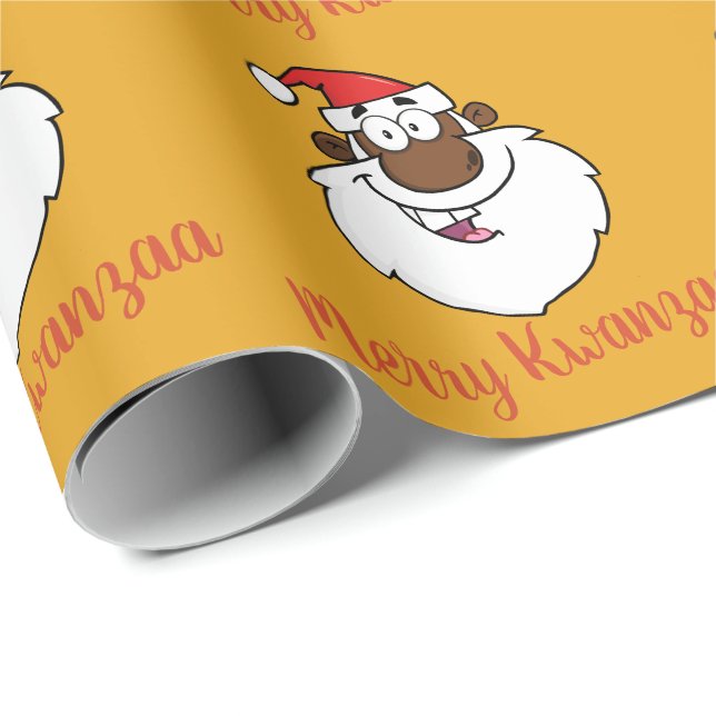 African American Santa Christmas Kwanzaa Greetings Wrapping Paper (Roll Corner)