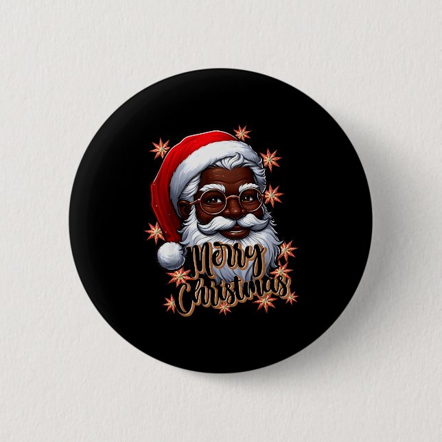 African American Santa Christmas Pajama Black X-ma 6 Cm Round Badge (Front)
