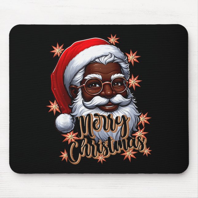 African American Santa Christmas Pajama Black X-ma Mouse Mat (Front)