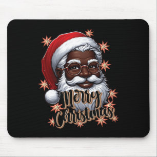 African American Santa Christmas Pajama Black X-ma Mouse Mat