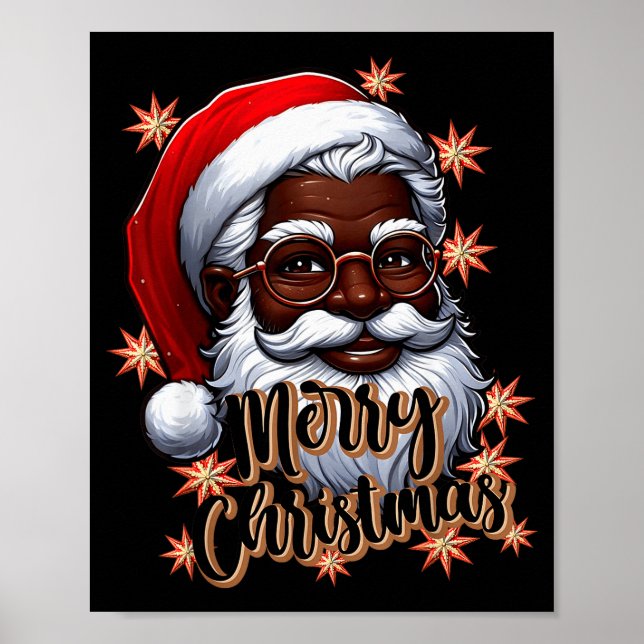 African American Santa Christmas Pajama Black X-ma Poster (Front)