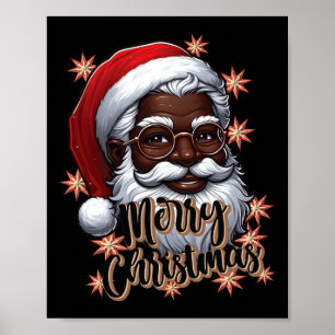 African American Santa Christmas Pajama Black X-ma Poster