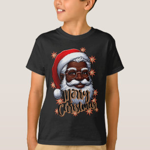 African American Santa Christmas Pajama Black X-ma T-Shirt