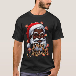 African American Santa Christmas Pajama Black X-ma T-Shirt