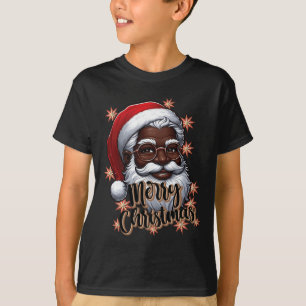 African American Santa Christmas Pajama Black X-ma T-Shirt