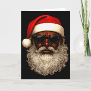 African American Santa Christmas Pajama Cool Black Card