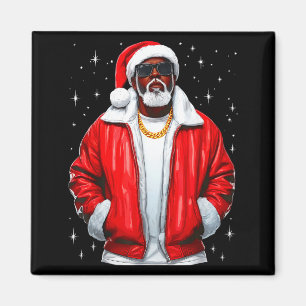 African American Santa Christmas Pajamas Cool Blac Magnet