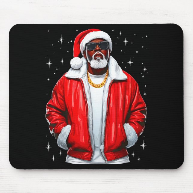 African American Santa Christmas Pajamas Cool Blac Mouse Mat (Front)