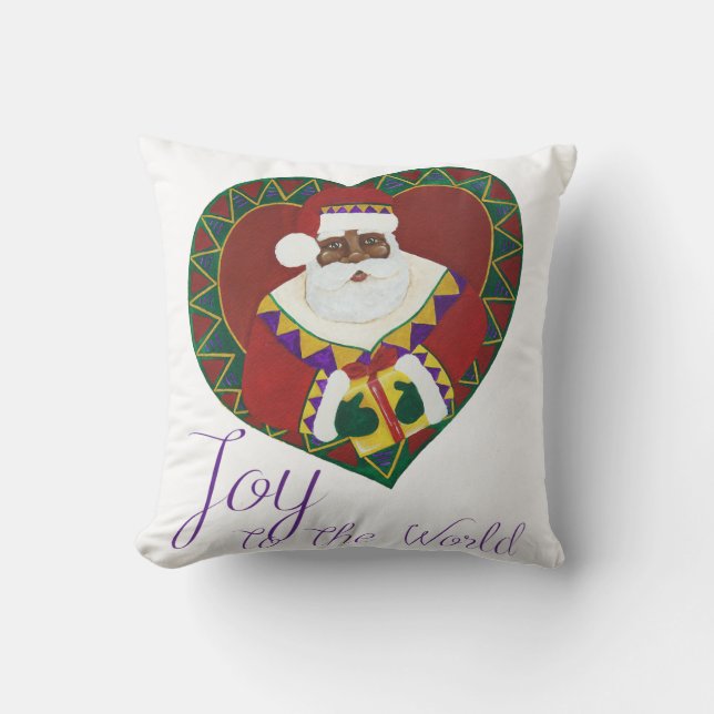 African American Santa Christmas Pillow (Front)