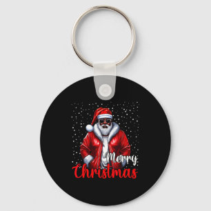 African American Santa Christmas Shirt Pajama Cool Key Ring