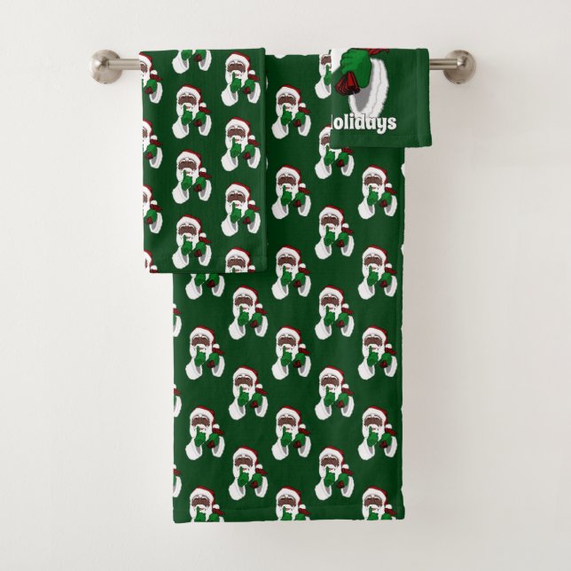 African American Santa Christmas Towels & Decor (Insitu)