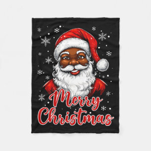 African American Santa Christmas Vintage Afro Blac Fleece Blanket