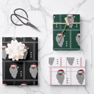 African American Santa Christmas Wrapping Paper Sheet