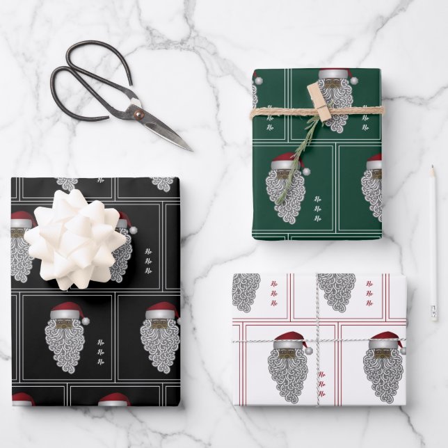 African American Santa Christmas Wrapping Paper Sheet (Front)