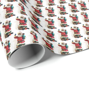 African American Santa Claus and Child Gift Wrapping Paper