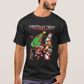 African American Santa Claus Black Christmas Crew T-Shirt