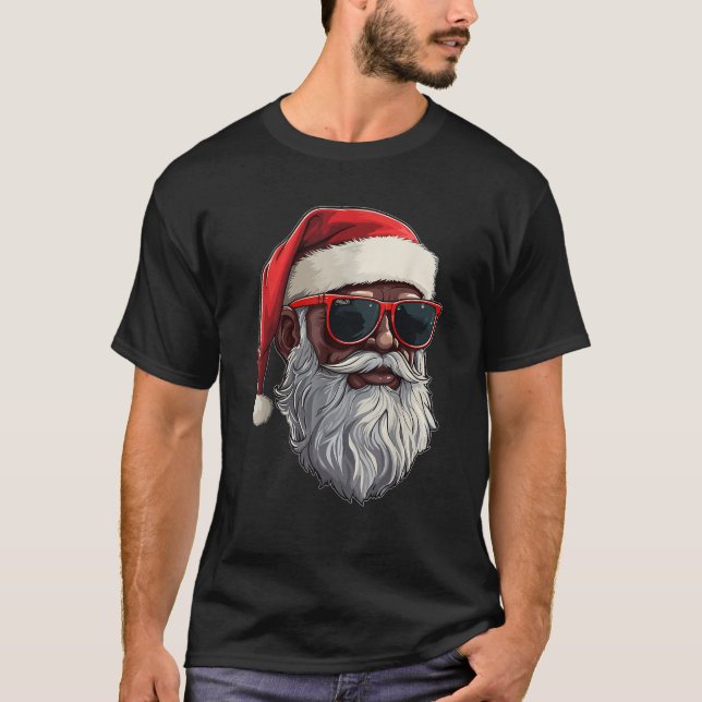 African American Santa Claus Black Christmas  T-Shirt (Front)