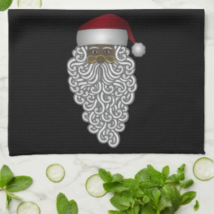 African American Santa Claus Black Christmas Tea Towel
