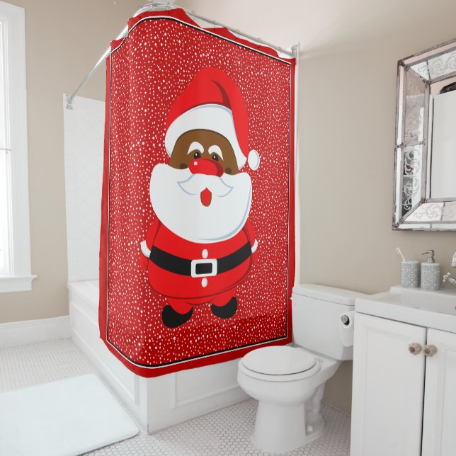 African-American Santa Claus Christmas custom Shower Curtain (In Situ)