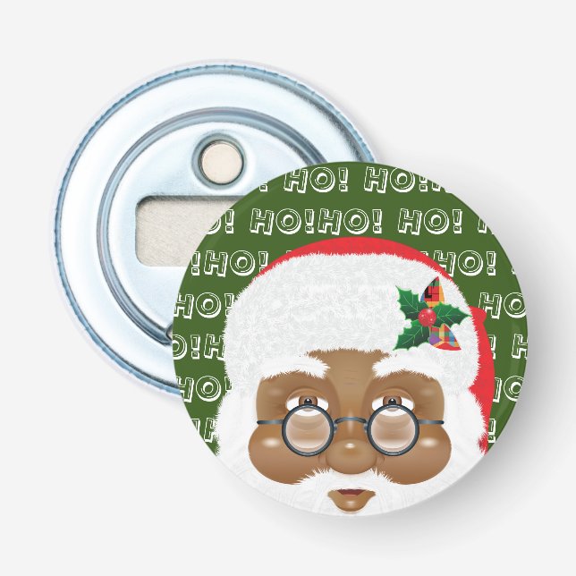 African American Santa Claus Christmas Holiday Bottle Opener (Front)