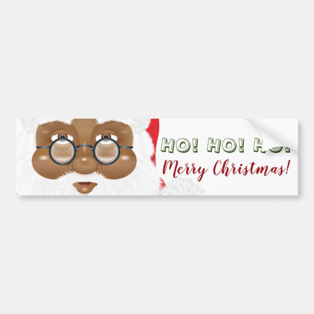 African American Santa Claus Christmas Holiday Bumper Sticker (Front)