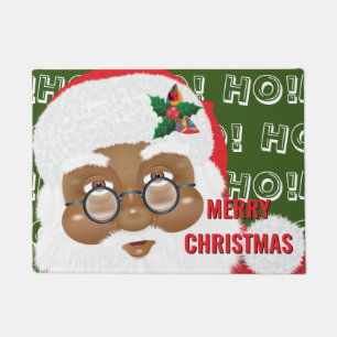 African American Santa Claus Christmas Holiday Doormat