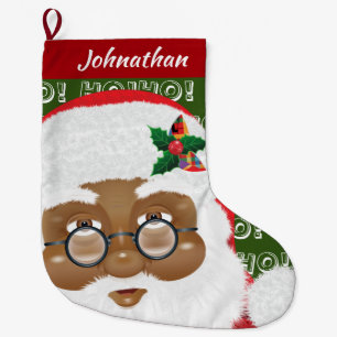 African American Santa Claus Christmas Holiday Large Christmas Stocking