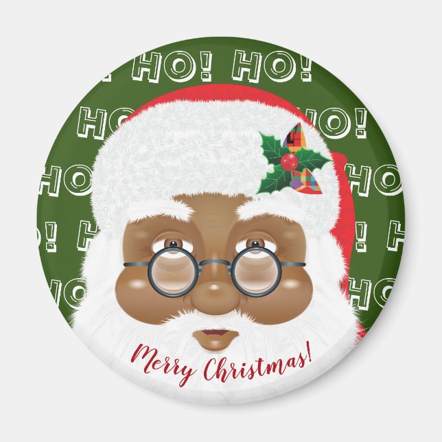 African American Santa Claus Christmas Holiday Magnet (Front)