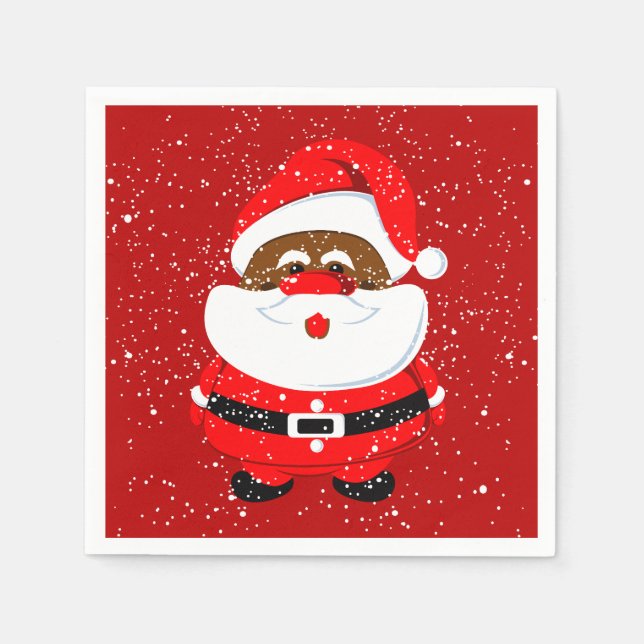 African American Santa Claus Christmas holiday Napkin (Front)