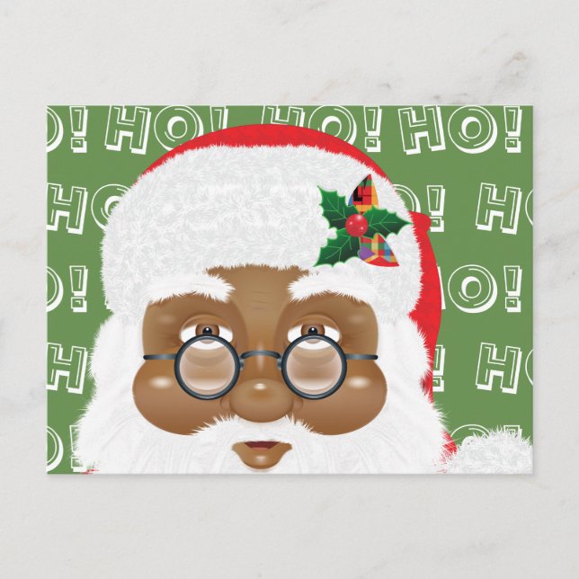 African American Santa Claus Christmas Holiday Postcard (Front)