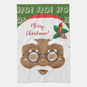 African American Santa Claus Christmas Holiday Tea Towel