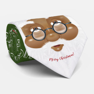 African American Santa Claus Christmas Holiday Tie
