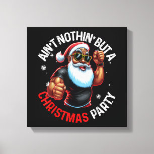 African American Santa Claus Christmas Pajama Canvas Print