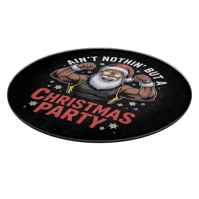 African American Santa Claus Christmas Pajama Cutting Board (Corner)