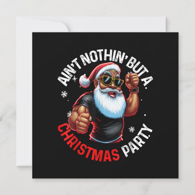African American Santa Claus Christmas Pajama Invitation (Front)