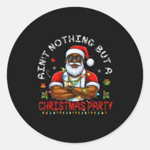 African American Santa Claus Christmas Pajama Menw Classic Round Sticker