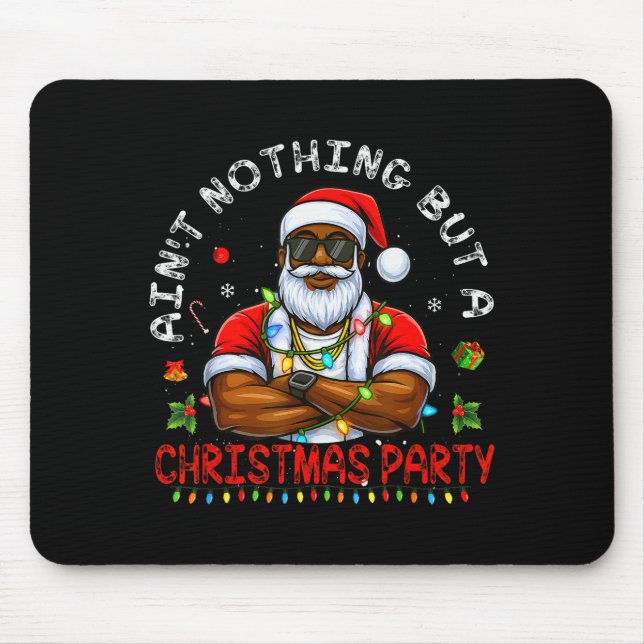 African American Santa Claus Christmas Pajama Menw Mouse Mat (Front)