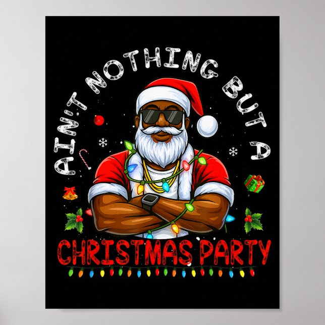 African American Santa Claus Christmas Pajama Menw Poster (Front)