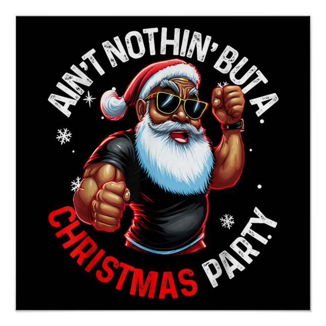 African American Santa Claus Christmas Pajama Poster (Front)