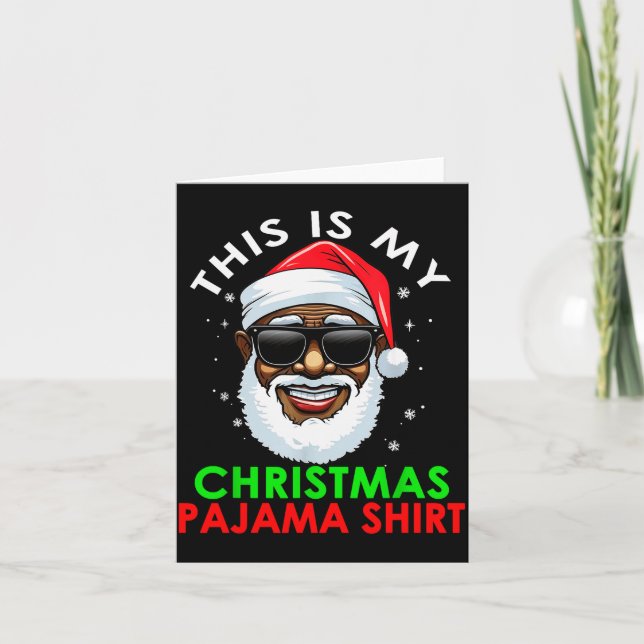 African American Santa Claus Christmas Pajama Shir Card (Front)