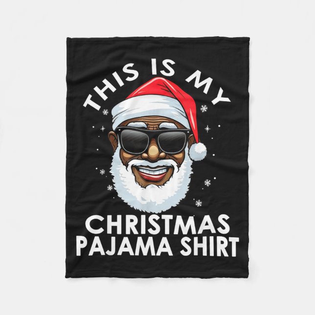 African American Santa Claus Christmas Pajama Shir Fleece Blanket (Front)