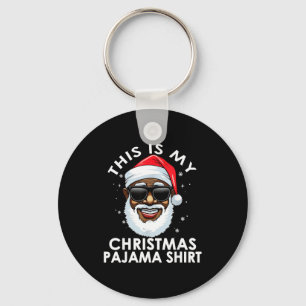 African American Santa Claus Christmas Pajama Shir Key Ring