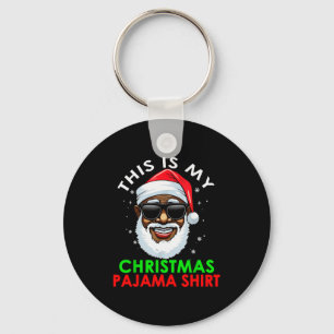 African American Santa Claus Christmas Pajama Shir Key Ring