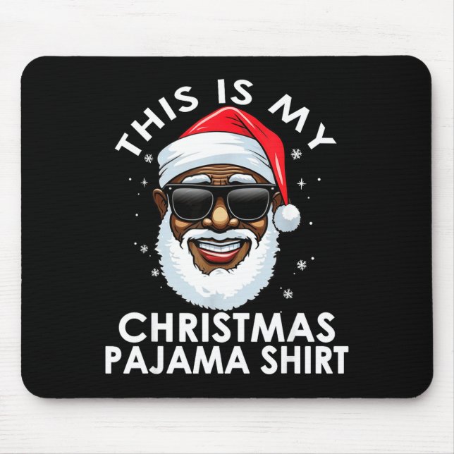 African American Santa Claus Christmas Pajama Shir Mouse Mat (Front)