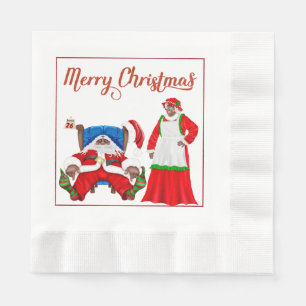 African American Santa Claus Christmas Paper Napki Napkin