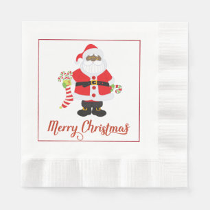 African American Santa Claus Christmas Paper Napki Napkin