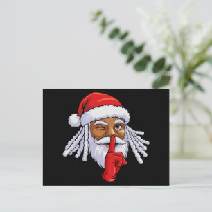 African American Santa Claus Christmas Party Decor Holiday Postcard