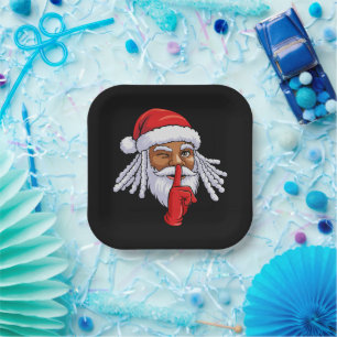 African American Santa Claus Christmas Party Decor Paper Plate