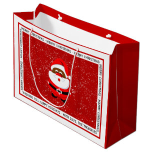 African-American Santa Claus Christmas red Large Gift Bag